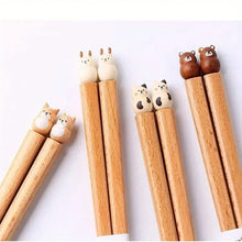 Load image into Gallery viewer, Wooden Brown Animal Cute Chopsticks | 3D Hand Carved Beech Wood - 1 Pair