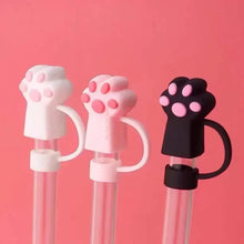 Load image into Gallery viewer, Cute Paw Straw Toppers | Cat Dog Animal Cup Straw Covers - 1/3 Pcs
