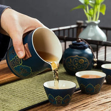 Load image into Gallery viewer, Central Asia Portable Travel Tea Set Ceramic Teapot with Cups & Bag - 1 Set