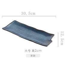 Load image into Gallery viewer, Blue Japanese Rectangular Sushi Plates | Ceramic Sashimi Serving Dish - 1 Pc