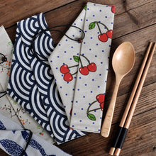 Load image into Gallery viewer, Japanese Portable Chopsticks & Spoon in Pouch | Travel Cotton Linen Fabric Bag - 1 Set