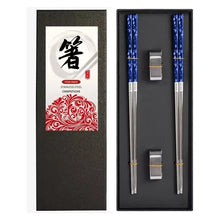 Load image into Gallery viewer, Blue Purple Metal Luxury Chopsticks Set | Korean Stainless Steel - 5 Pair