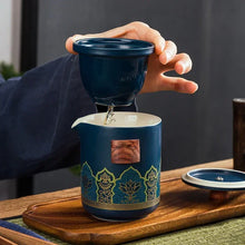 Load image into Gallery viewer, Central Asia Portable Travel Tea Set Ceramic Teapot with Cups & Bag - 1 Set