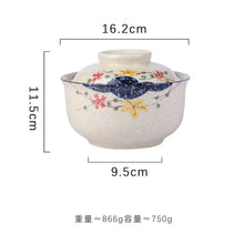 Load image into Gallery viewer, Retro Floral Japanese Instant Ramen Bowl With Lid | Ceramic Dish - 1 Pc