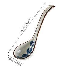 Load image into Gallery viewer, Blue & White Pattern Asian Soup Spoons | Mixed Ceramic 6 Pc Set