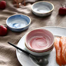 Load image into Gallery viewer, Gold & Pink Marble Soy Sauce Dish | Japanese Sushi Bowl for Dipping - 1 Pc