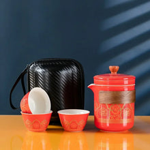 Load image into Gallery viewer, Central Asia Portable Travel Tea Set Ceramic Teapot with Cups & Bag - 1 Set