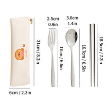 Load image into Gallery viewer, Animal Stainless Steel Travel Utensil Set with Case | Cute Spoon Fork Chopsticks Sets