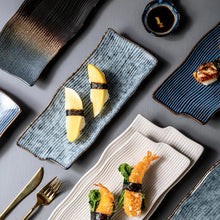 Load image into Gallery viewer, Blue Japanese Rectangular Sushi Plates | Ceramic Sashimi Serving Dish - 1 Pc