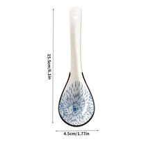 Load image into Gallery viewer, Shibori Inspired Ceramic Asian Soup Spoons | White Cutlery - 4 Pc Set
