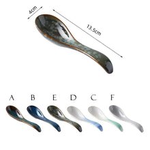 Load image into Gallery viewer, Rustic Japanese Ceramic Soup Spoons | Asian Cutlery Utensils - 1 Pc