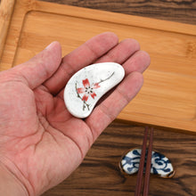 Load image into Gallery viewer, Crescent Chopstick Rest | Pink & Blue Sakura Ceramic Flatware Holder - 1 Pc