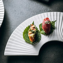 Load image into Gallery viewer, Exquisite Ceramic Fan Sushi Plates | Japanese Serving Tray - 1 Pc
