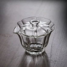 Load image into Gallery viewer, Petal Ridge Glass Gaiwan Tea Cup with Spout | Chinese KungFu Set