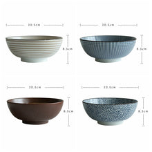 Load image into Gallery viewer, Large Japanese Ramen Bowls | Ceramic Noodle Stripe Dish - 1 Pc