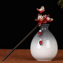 Load image into Gallery viewer, Dark Rose Hair Pin | Chinese Red Wood Hair Sticks - 1 Pc