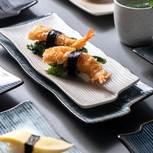Load image into Gallery viewer, Blue Japanese Rectangular Sushi Plates | Ceramic Sashimi Serving Dish - 1 Pc
