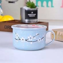 Load image into Gallery viewer, Cute Sakura Ceramic Ramen Bowls with Lid | Small Floral Tableware - 1 Set