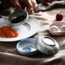 Load image into Gallery viewer, Gold & Pink Marble Soy Sauce Dish | Japanese Sushi Bowl for Dipping - 1 Pc