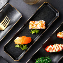 Load image into Gallery viewer, Black Rectangle Sushi Plates | Ceramic Japanese Serving Dish - 1 Pc