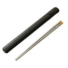 Load image into Gallery viewer, Gold Bead Silver Stainless Metal Korean Portable Travel Chopsticks - 1/5/10 Pairs