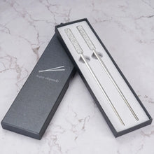 Load image into Gallery viewer, Rhinestone Metal Chopsticks with Box | Gold Silver Luxury Stainless Steel Gift - 1 Pair Set