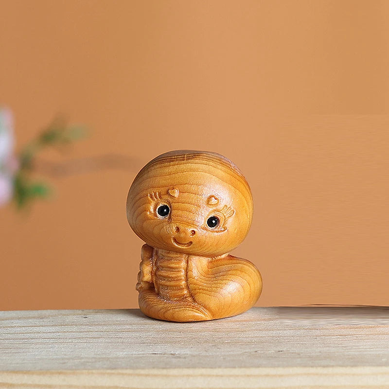 Mini Wood Carving Snake Figurine | Chinese New Year Gift 2025 - 1 Mini Wood Carving Snake Figurine | Chinese New Year Gift 2025 - 1