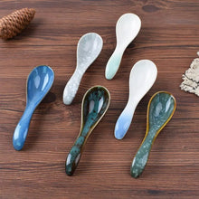 Load image into Gallery viewer, Rustic Japanese Ceramic Soup Spoons | Asian Cutlery Utensils - 1 Pc