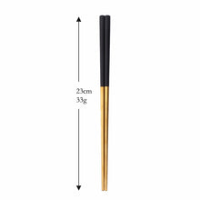 Load image into Gallery viewer, Gold and Red Green Pink Black Stainless Steel Reusable Metal Contemporary Chinese Chopsticks | 1 Pair
