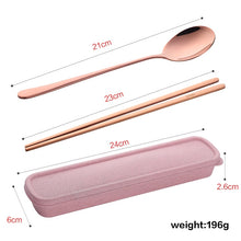 Load image into Gallery viewer, Korean Chopsticks and Spoon Set | Gold Black Silver Pink Stainless Steel Metal