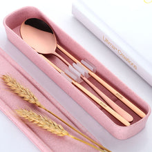Load image into Gallery viewer, Korean Chopsticks and Spoon Set | Gold Black Silver Pink Stainless Steel Metal