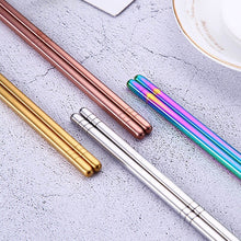 Load image into Gallery viewer, Gold Silver Pink Rainbow Chrome Reusable Stainless Steel Metal Chopsticks Non-Slip Novelty Chinese Chopsticks | 1 Pair