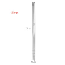 Load image into Gallery viewer, Gold Silver Pink Rainbow Chrome Reusable Stainless Steel Metal Chopsticks Non-Slip Novelty Chinese Chopsticks | 1 Pair