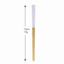 Load image into Gallery viewer, Gold and Red Green Pink Black Stainless Steel Reusable Metal Contemporary Chinese Chopsticks | 1 Pair