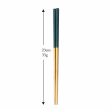 Load image into Gallery viewer, Gold and Red Green Pink Black Stainless Steel Reusable Metal Contemporary Chinese Chopsticks | 1 Pair