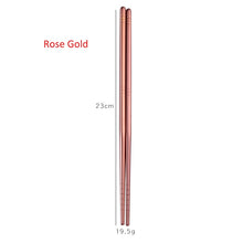 Load image into Gallery viewer, Gold Silver Pink Rainbow Chrome Reusable Stainless Steel Metal Chopsticks Non-Slip Novelty Chinese Chopsticks | 1 Pair