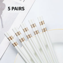 Load image into Gallery viewer, Gold Yellow and White Ceramic Chinese Luxury Bone China Porcelain Chopsticks (5 Pairs)