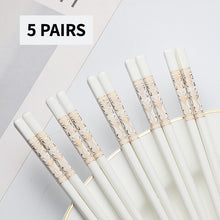 Load image into Gallery viewer, Gold Yellow and White Ceramic Chinese Luxury Bone China Porcelain Chopsticks (5 Pairs)