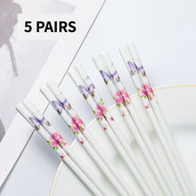 Load image into Gallery viewer, Pink Red and White Bone China Luxury Ceramic Chinese Chopsticks (5 Pairs)