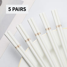 Load image into Gallery viewer, Gold Yellow and White Ceramic Chinese Luxury Bone China Porcelain Chopsticks (5 Pairs)