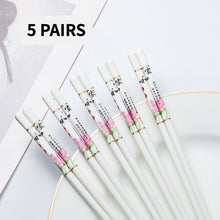 Load image into Gallery viewer, Pink Red and White Bone China Luxury Ceramic Chinese Chopsticks (5 Pairs)