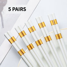 Load image into Gallery viewer, Gold Yellow and White Ceramic Chinese Luxury Bone China Porcelain Chopsticks (5 Pairs)