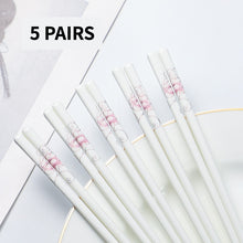 Load image into Gallery viewer, Pink Red and White Bone China Luxury Ceramic Chinese Chopsticks (5 Pairs)