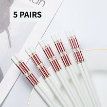 Load image into Gallery viewer, Pink Red and White Bone China Luxury Ceramic Chinese Chopsticks (5 Pairs)