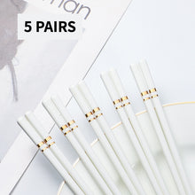Load image into Gallery viewer, Gold Yellow and White Ceramic Chinese Luxury Bone China Porcelain Chopsticks (5 Pairs)