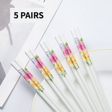Load image into Gallery viewer, Pink Red and White Bone China Luxury Ceramic Chinese Chopsticks (5 Pairs)