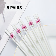 Load image into Gallery viewer, Pink Red and White Bone China Luxury Ceramic Chinese Chopsticks (5 Pairs)