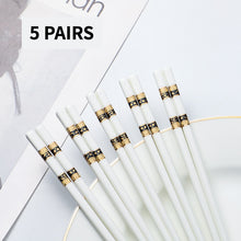 Load image into Gallery viewer, Gold Yellow and White Ceramic Chinese Luxury Bone China Porcelain Chopsticks (5 Pairs)