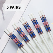 Load image into Gallery viewer, Pink Red and White Bone China Luxury Ceramic Chinese Chopsticks (5 Pairs)