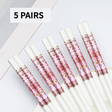 Load image into Gallery viewer, Pink Red and White Bone China Luxury Ceramic Chinese Chopsticks (5 Pairs)